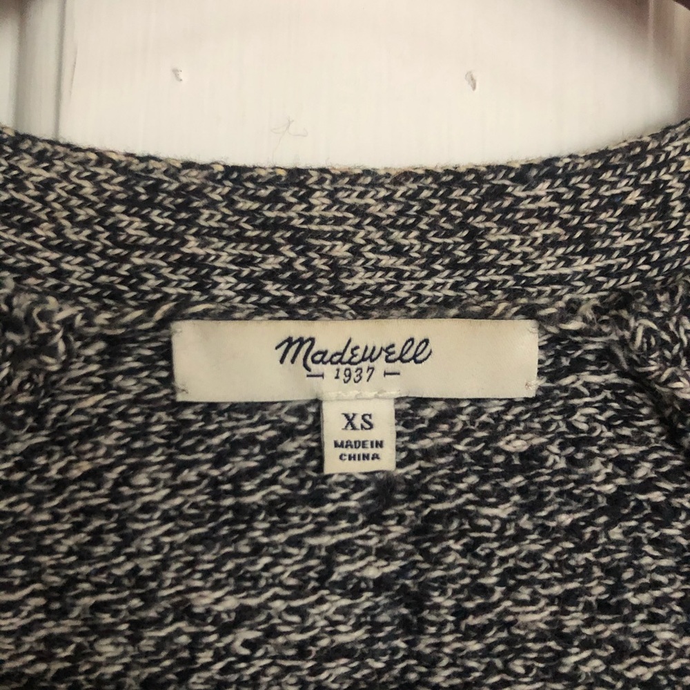 Madewell Marled Black and White Split Hem Cardigan - Picture 3 of 4